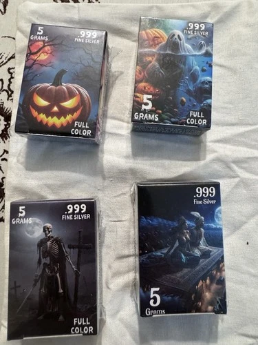 Buy Discount Silver Halloween-Themed 5g .999 Fine Silver Bar Set of 4