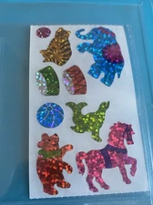 Vintage Hambly Prism Circus Animals Half Sticker Strip Rare