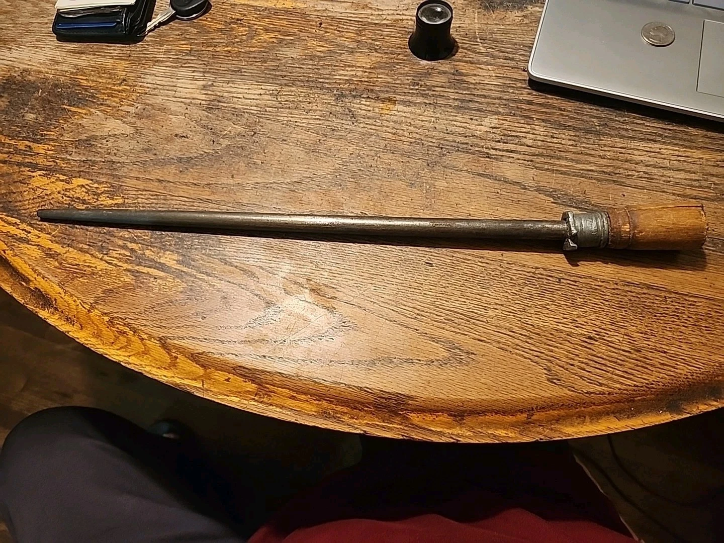 Vintage Village Blacksmith Knife Sharpener Steel Honing Rod Handle. 13 3/4