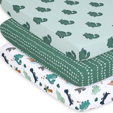 3-Pack Fitted Playard Sheets - Soft Breathable Baby Boy Mini Crib Sheets, P...