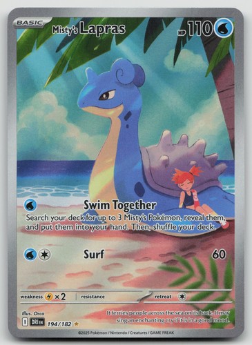 Pokemon Misty's Lapras 194/182 Sv10 Destined Rivals Full Art Holo IR EN NM
