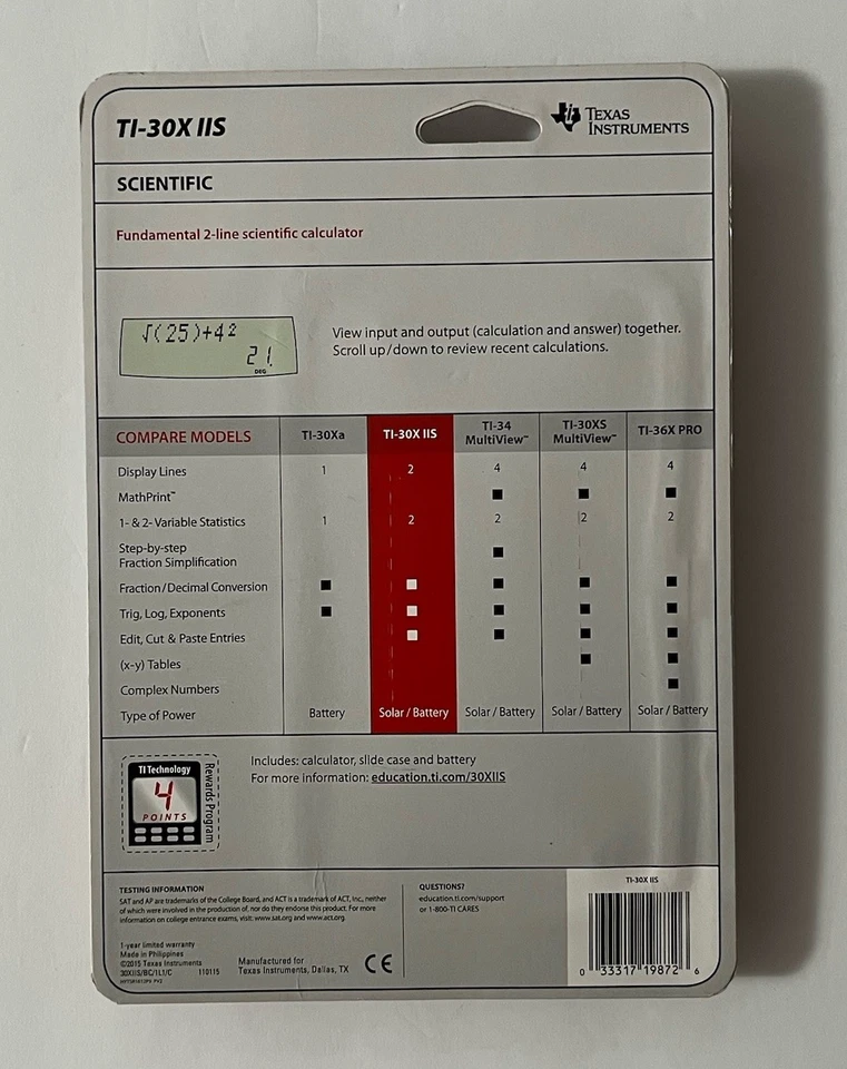 Texas Instruments TI-30X IIS Scientific Calculator Black New Sealed - Image 2 of 2