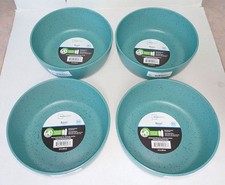 Mainstays Eco Plastic Cereal Bowl Aqua Slate 30 OZ Juego de 4 Nuevo