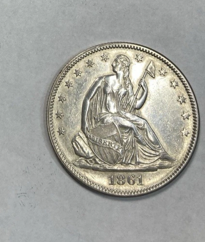 1861 Seated Liberty Half Dollar AU++ Details Cleaned VALUE PRICED