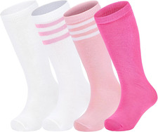 4 Pairs Kids Soccer Socks Baseball Softball Youth Athletic Boys Girls Knee High