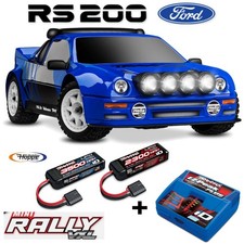 Traxxas Mini-Rally Vxl 4x4 Blu Ford RS200 Rtr +2S +3S Lipo / 4A Ruspa Spar e Set