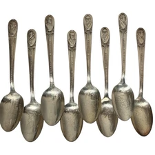President Spoons Silver Plated 6" Lot Of 8 WM Rogers Vintage Set Commemorative