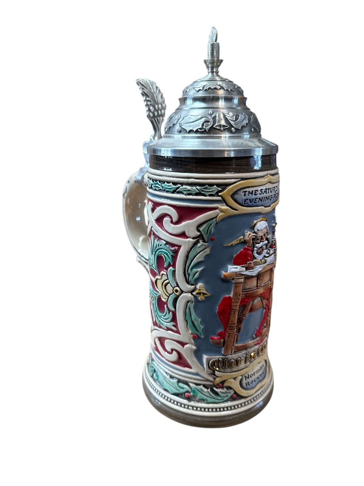 Norman Rockwell ANHEUSER-BUSCH Santa's Mailbag Stein Saturday Eve Post Germn COA