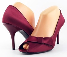189 VIA SPIGA DIVERT Bordo Satin Designer PROM EVENING Pumps 10