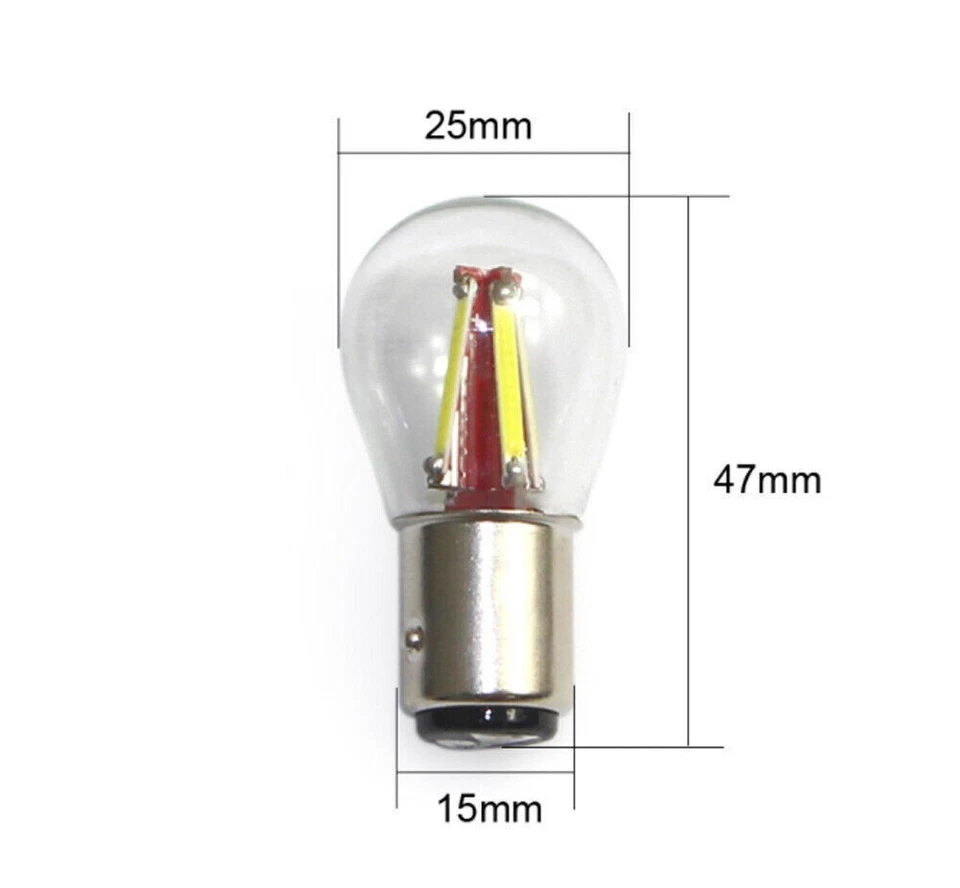 2STK Auto P21/5W BAY15D 1157 COB 4 LED Rückleuchte KFZ DC 12V-24V Rot - Bild 3 von 4