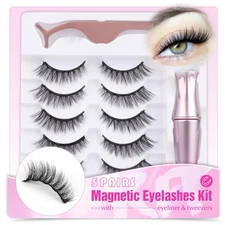 Magnetic Eyelashes with Eyeliner 5 Pairs Eyelashes Natural Look Cat Eye Lashes M