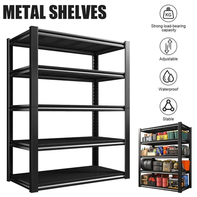 LONENESSL 5 Tier Boltless Garage Storage Shelving Steel Racking Galvanised 198x120x50cm UK