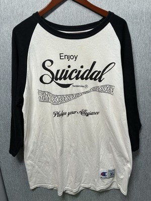 Champion Suicidal Tendencies Raglan Graphic Print T-Shirt Black White Size XL