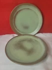 set 2  Vintage Frankoma 6F Pottery 10-1/4" Dinner Plates Plainsman Green