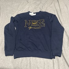 Nike Sweatshirt Women X-Small Blue Gold Sportswear Club Fleece Crew FV8057-010