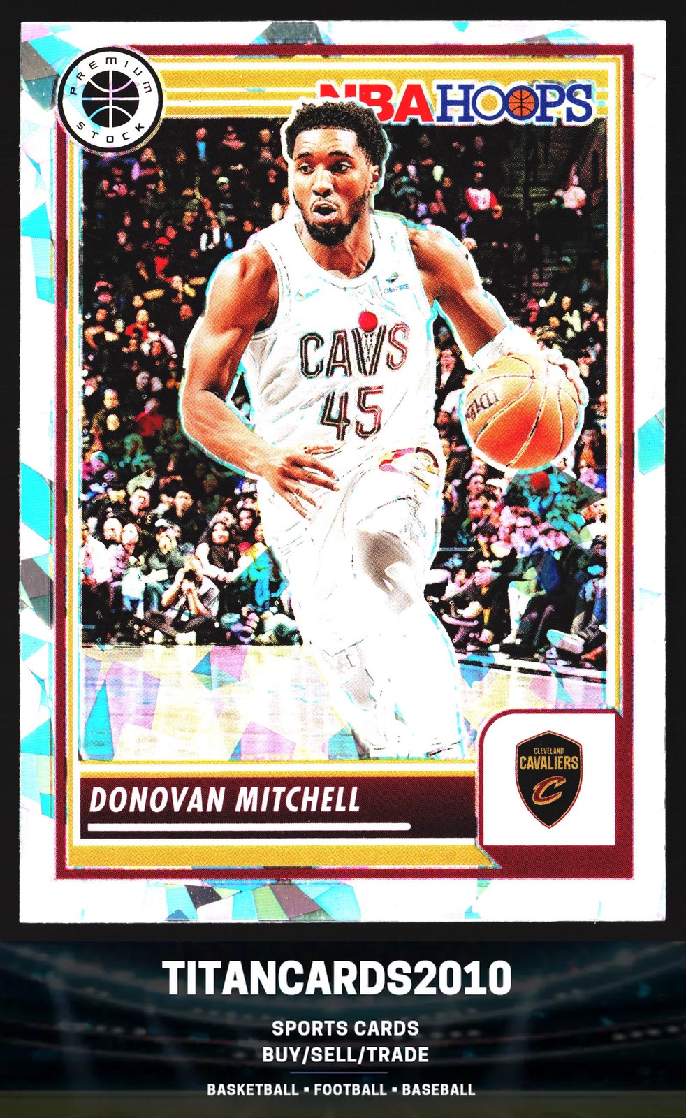 Donovan Mitchell 2023-24 Hoops Premium Silver Ice Prizm Cleveland Cavaliers #36