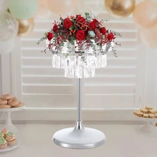 Elegant Wedding Flower Stand with Crystal Pendants for Events and Decorations