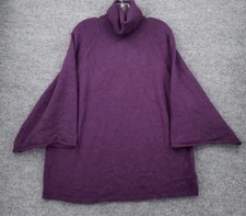 1X or 2X Eileen Fisher Purple Grape Funnel Neck Sweater Merino Wool