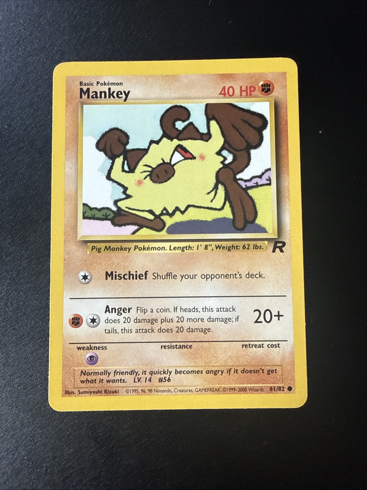 Mankey 61/82 Common Team Rocket Unlimited Vintage WotC NM