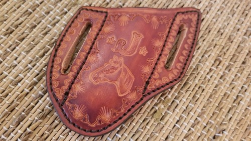 TRAPPER folding HUNTER LEATHER FOLDING POCKET KNIFE PANCAKE custom SHEATH Case X - Picture 2 of 8