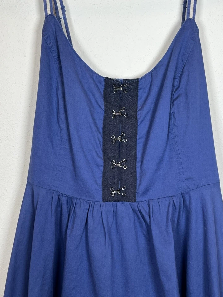 Odille Anthropologie Top Womens Sz 8 Scarf Hem Sleeveless Nautical Blue Cotton - Image 2 of 4