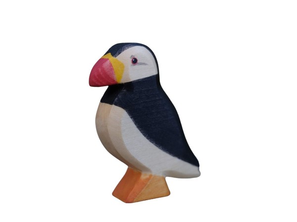 Holzfigur Papageientaucher Holzwald Spielfiguren Aus Holz Handbemalt Geschnitzt-image