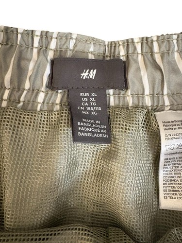 H&M Men’s Patterned Swim Shorts Green White Size XL - Picture 2 of 3