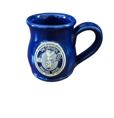 Deneen Pottery Coffee Mug Original Pancake House Boise Idaho Blue USA Drip Glaze