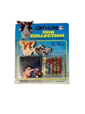 Gremlins Mini Collection 80s Crayons Erasers New Sealed 1984 Warner Brothers.
