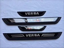 4PCS Black For Nissan Versa Accessories Car Door Sill Protector Scuff Plate Trim