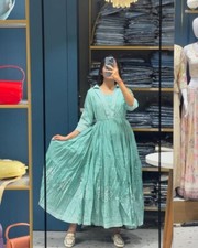 Sky Blue Eid Special Kurta Palazzo Set Indian Wedding Wear Sets For Women  Girl