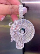 Men's Customized Letter Pendant 3.50 Ct Real Moissanite Baguette 925 Silver