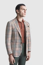STILE LATINO handmade blazer US 38 EU 48 linen silk wool cotton check $3800