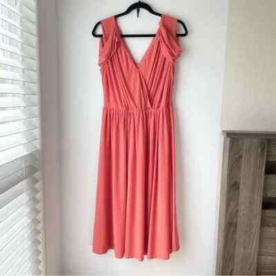 coral bridesmaid dresses asos ASOS Elegant Coral Asymmetrical Wrap Dress
