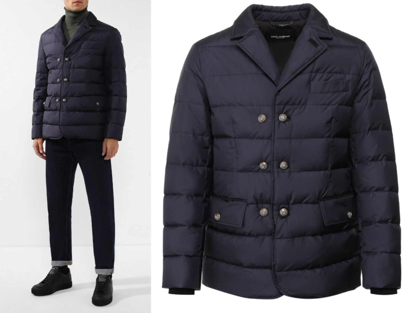 DOLCE & GABBANA SMOOTH SILK DOWN JACKET Double Breasted Jacket Coat Down Jacket image 7