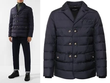 Dolce & Gabbana Smooth Silk Down Jacket Double Breasted Coat