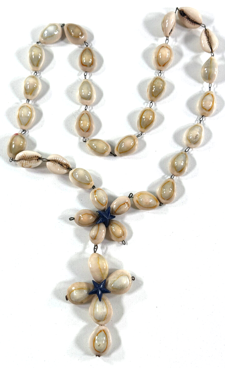 vtg 40s 50s Tahiti Hawaii WW2 Pacific Puka Cowrie Shell Necklace