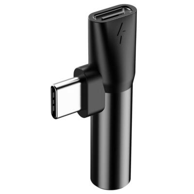 ^ Baseus adapter L41 Ladeadapter Buchse USB-C auf USB-C - jack 3,5 mm Schwarz