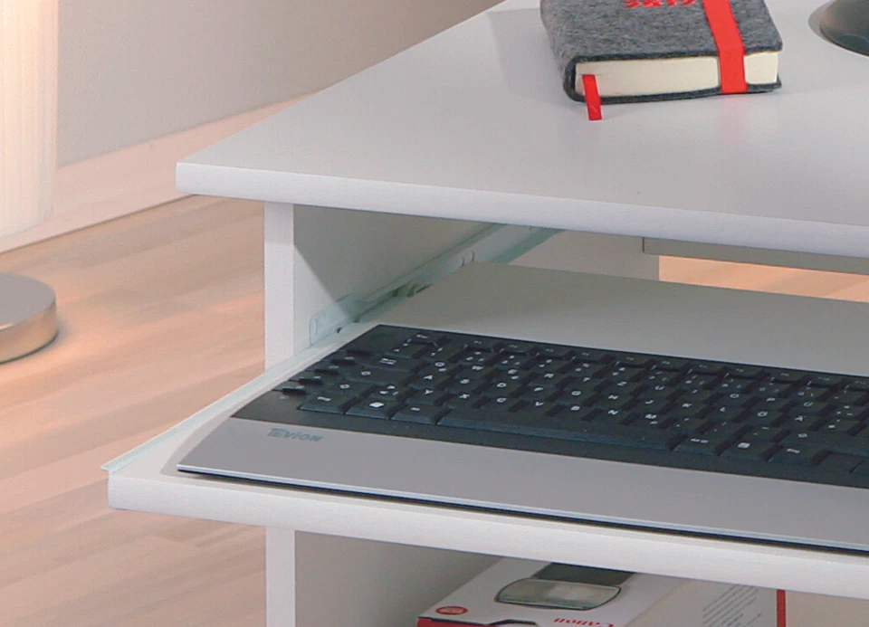 PC-Schreibtisch "Pepe" mit Tastaturauszug weiss (NEU) - Bild 4 von 4