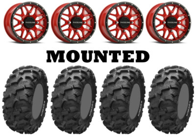 Kit 4 ITP Blackwater Evolution Tires 28x10-14/28x11-14 on Raceline Krank Red 550