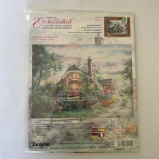Janlynn Embellished Counted Cross Stitch Bowood Garden Cottage NIP Quick Easy
