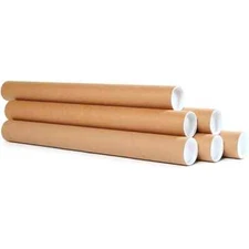 Kraft Mailing Tubes With End Caps Various Diameters and Lengths