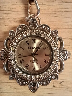 Vintage Strada Quartz Watch Chain Ladies Made In Japan Diamond
