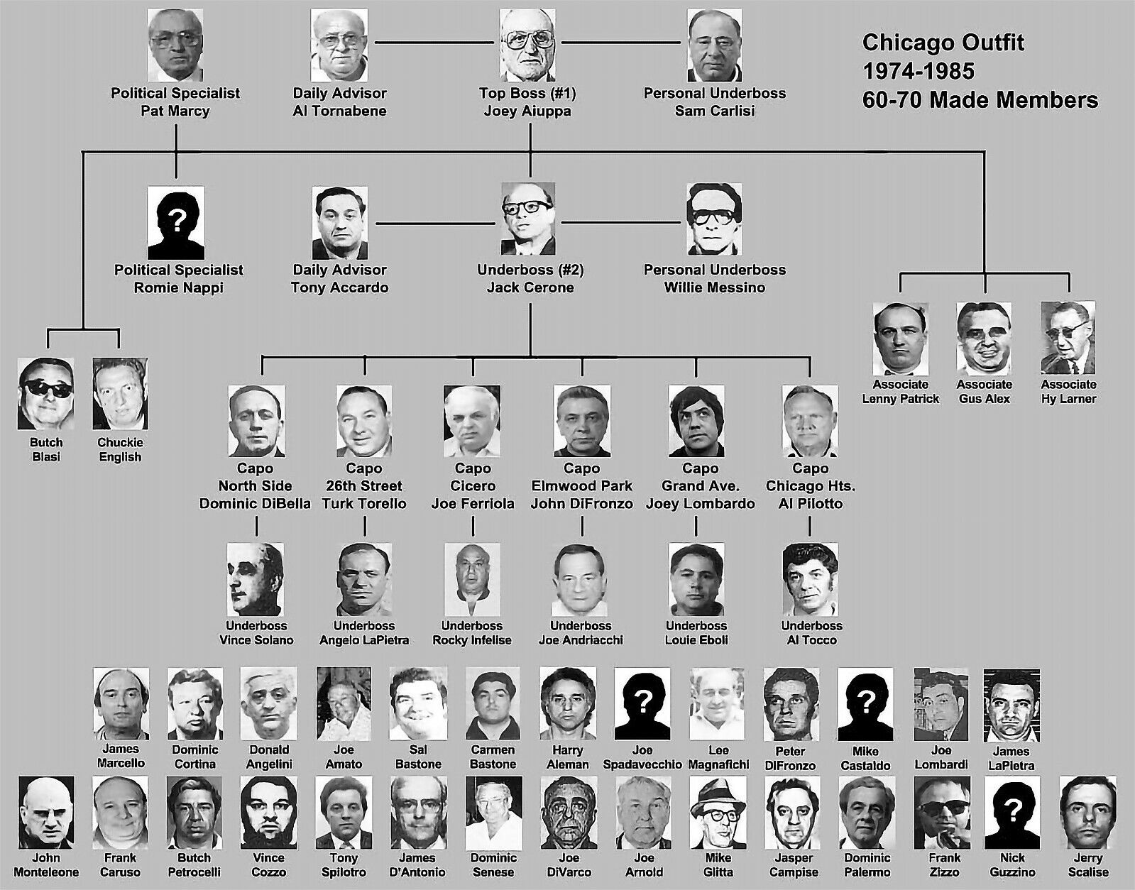 CHICAGO OUTFIT MAFIA FAMILY CHART TREE CAPONE SCARFACE POSTER 8X11 ...