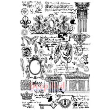 Deep Red Stamps Vintage Elements Background Rubber Cling Stamp