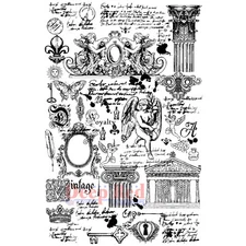 Deep Red Stamps Vintage Elements Background Rubber Cling Stamp