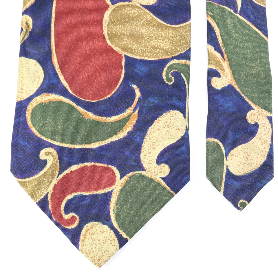 Галстук мужской Joseph Abboud шелковый сине-зеленый бордовый с золотой росписью пейсли широкий - Изображение 3 из 4