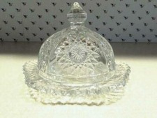 Antique EAPG Indiana Glass Co Oval Star 300 Child Toy Butter Dish ca 1910