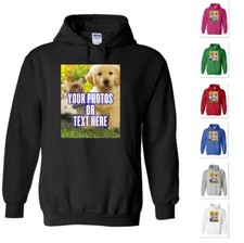 CUSTOM PRINT PHOTO PICTURE YOUR OWN TEXT GRAPHICS HOODIE HOODED SWEATSHIRT