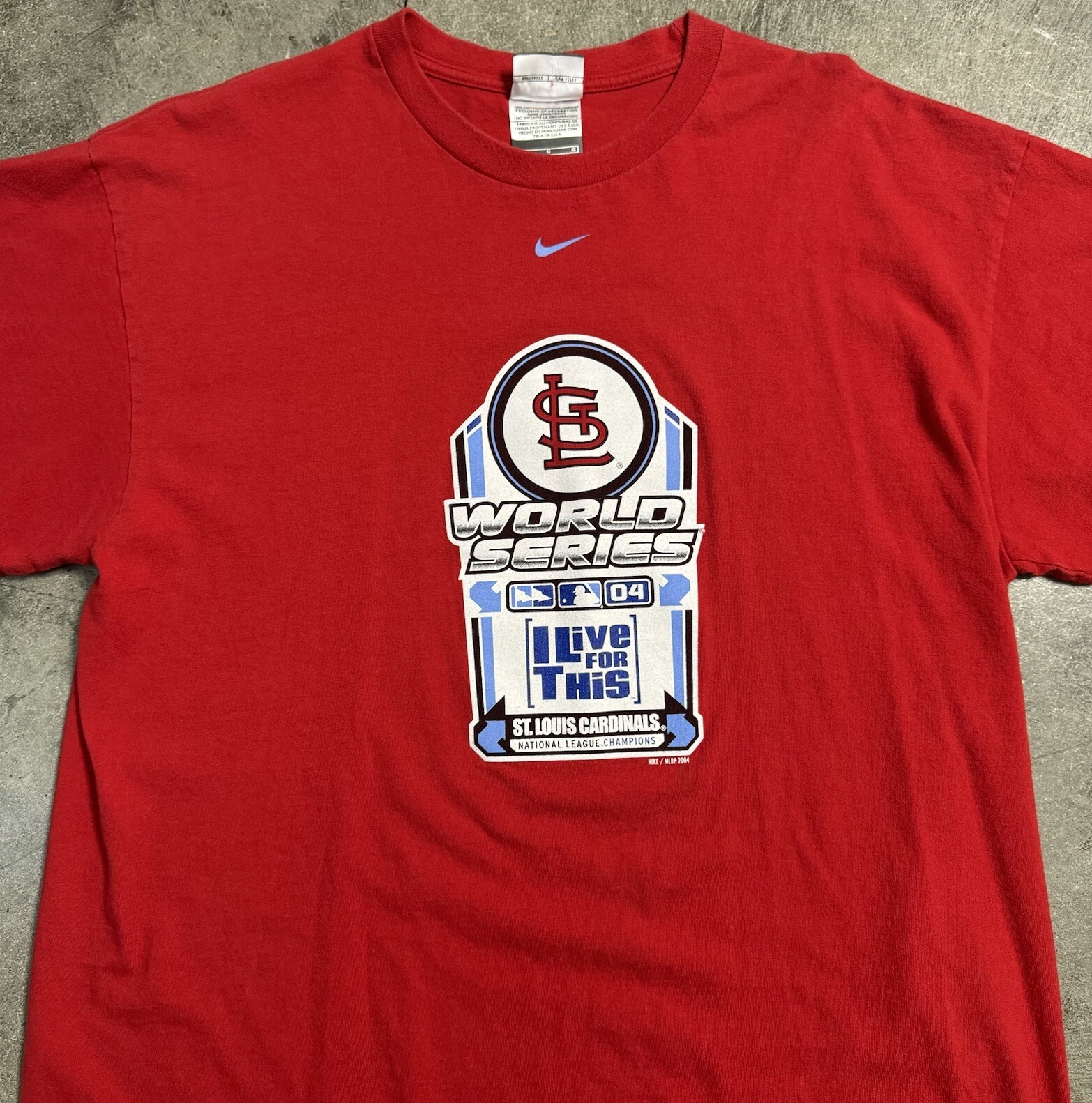 04 Vintage Men's Nike St. Louis Cardinals World Series Shirt L Red Center Swoosh
